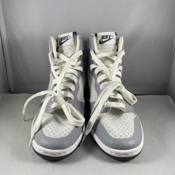 Nike Breathe White/Gray Dunk Sky Hi 2.0 Lace Up Wedge Sneakers Size 6 US - Picture 3 of 11